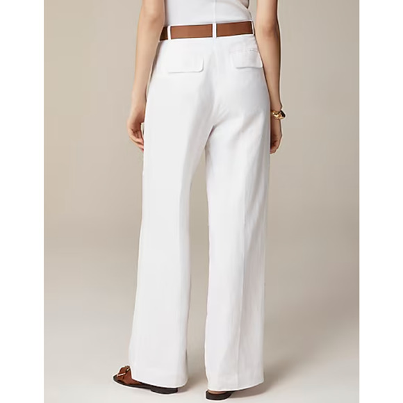 J Crew Wide Leg Linen Essential Pants 20 White NWT Trousers Women's BW528 J.Crew - Picture 2 of 5
